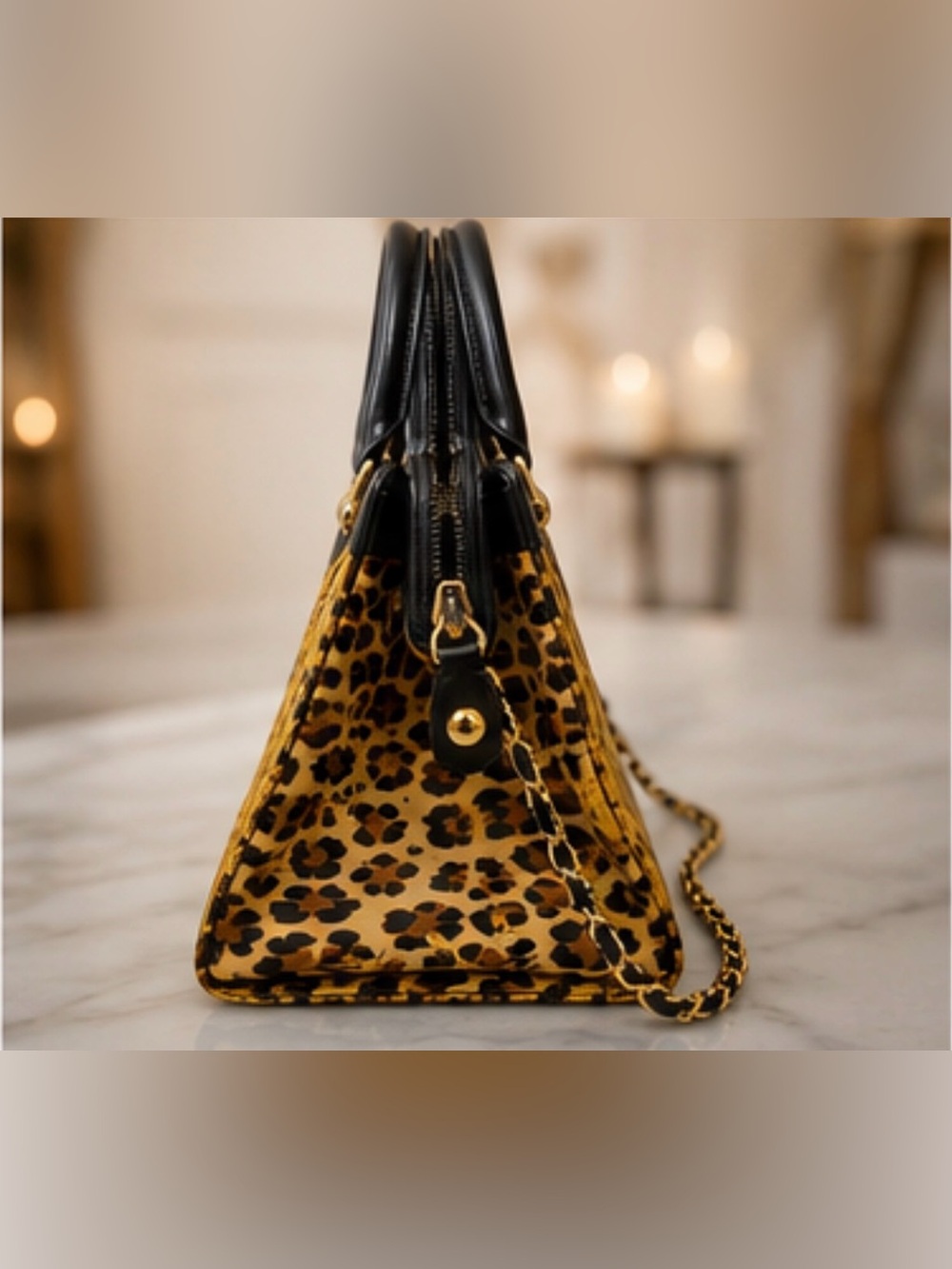 Gianni Versace Vintage Baroque Leopard Top Handle Satchel Shoulder Bag - Picture 4 of 11